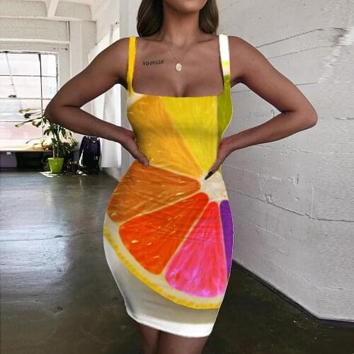 Giyu Brand Lemon Dress Women Colorful 3d Print Art Ladies Dresses Funny Sundress Womens Clothing Summer Vintage Boho Fashion