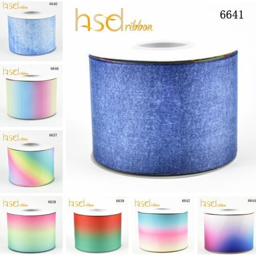 HSDRibbon 16MM 22MM 38MM 75MM all size heat transfer printed cowboy and rainbow pattern series Grosgrain Ribbon