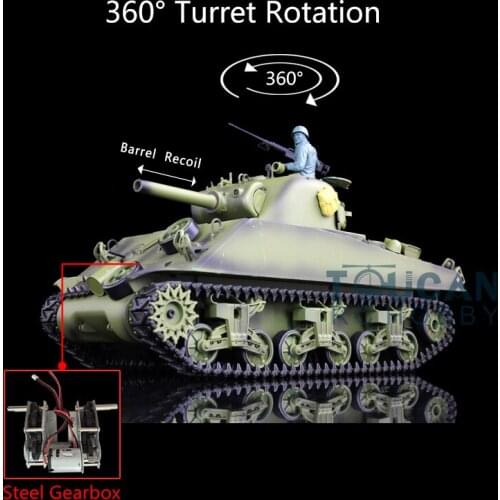 Toys Heng Long 1/16 7.0 Plastic M4A3 Sherman 3898 360° Turret Barrel Recoil RC Tank TH17669-SMT4