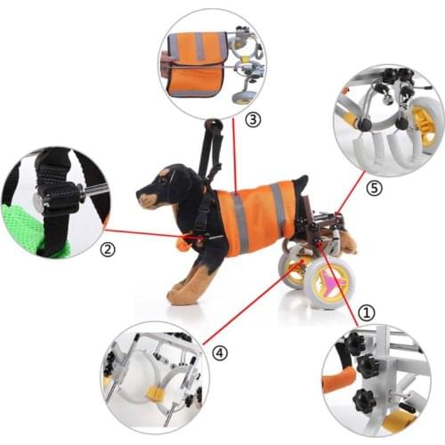 Disabled Dog Scooter Wheelchair with Handle for Small Dogs Back Legs Safety Reflective Strip Design Home Pets Dog Train