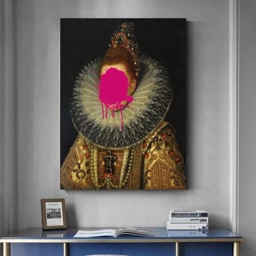 Classical European Splash Oil Face Woman Curtain Canvas Fun Paintings Wall Abstract Wall Art Prints Posters Pictures Home Decor