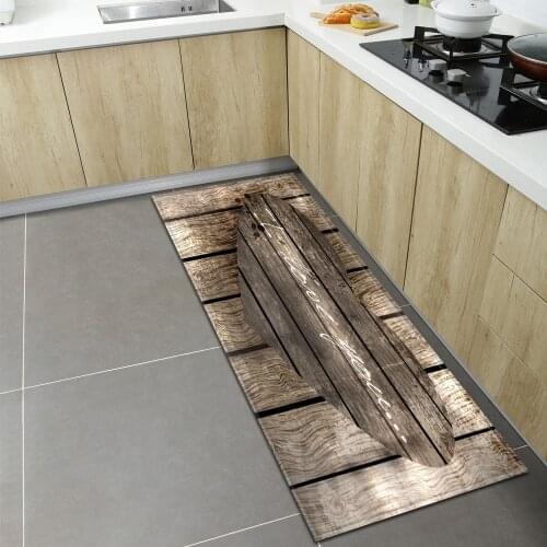Entrance Doormat Kitchen Rug Living Room Bedroom Floor Decoration Carpet Wood Grain Home Bathroom Hallway Balcony Anti-Slip Mat