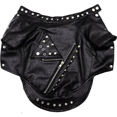 Leather Dog Coat Jacket Cat Puppy Small Dog Clothes Yorkshire Pomeranian Clothing Outfit Poodle Bichon Schnauzer Costume Black