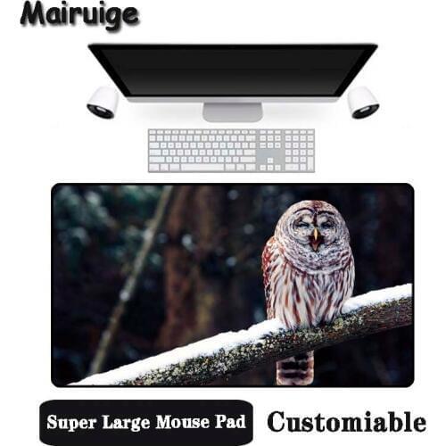 Mairuige Big Promotion Large Size Multi-size Locked Mouse Pad Owl in the snow Pattern PC Computer Notebook Desk Mat