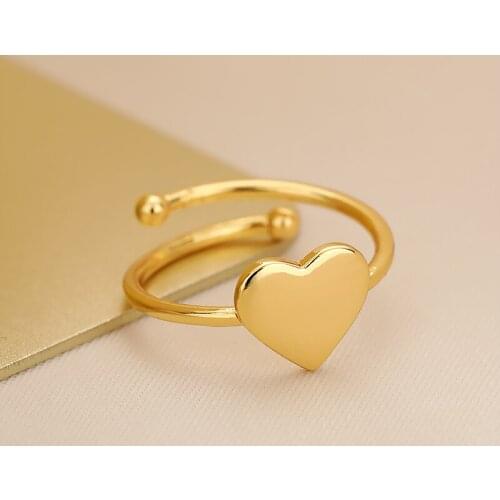 Fashion Wedding Heart Rings Stainless Steel For Women Girls Gold Color Open Ring Fashion Heart Jewelry Bridesmaid Gift BFF