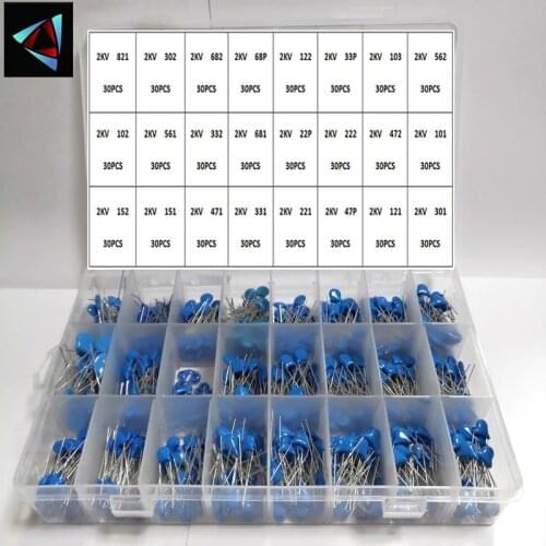 720PCS/Lot 2KV 2000V 22PF-821PF 24Values Assorted Kit High-Voltage Ceramic Capacitors Package