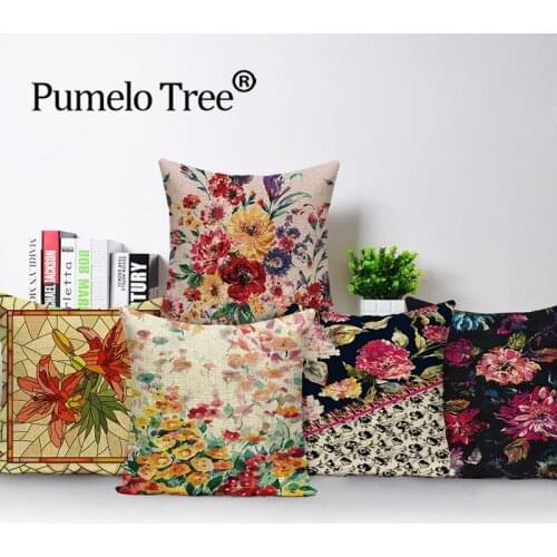 Plant Pillow Cases Vintage Floral Cover for Pillows Living Room Decoration Cushions Cover Custom 45x45cm Covers for Cushions