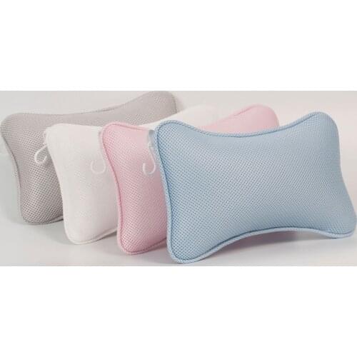 Non-Slip Cushioned Bath Tub Spa Pillow 3D Mesh Spa Bathtub Head Rest Pillow With Suction Cups For Neck Back Bathroom Supply