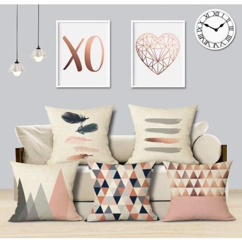 Nordic Geometric Pillow Case Cover Pink Gold Geometry Home Decorative Throw Pillowcase Sofa Cushion Covers 45*45cm