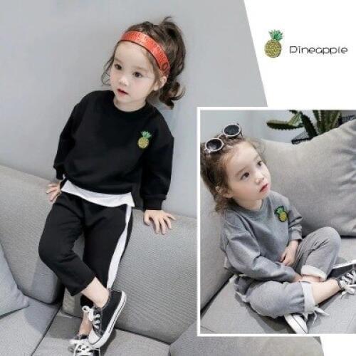 2018 new boy girl casual clothing set kids girls pineapply sweatshirts+long pants 2pcs suits clothes