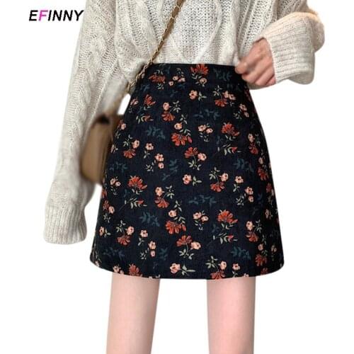 2021 New Vintage Women Skirts Floral Print Skirts Summer Mini Skirt A-line High Waist Skirt Plus Size Women Clothing M-3XL
