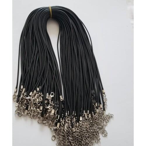 Wholesale 50pcs/lot 2MM DIY jewelry clasp lobster clasp Necklace Rope wax Leather Cord black necklace lanyard pendant cords Free