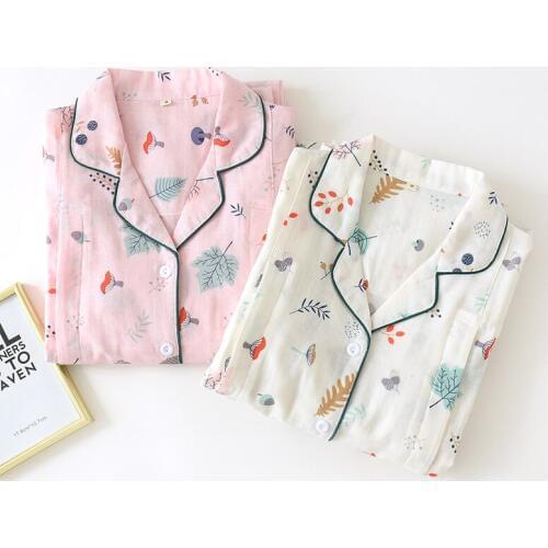 Fdfklak New Cotton Pink/White Print Nursing Pajamas Pregnancy Spring Autumn Long Sleeve Pregnant Pijama Nightwear Maternity