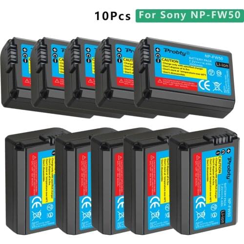 Probty 10Pcs 2000mah NP-FW50 NP FW50 Rechargeable Battery for Sony NEX-7 NEX-5R NEX-F3 NEX-3D Alpha a5000 a6000 Alpha 7 a7II