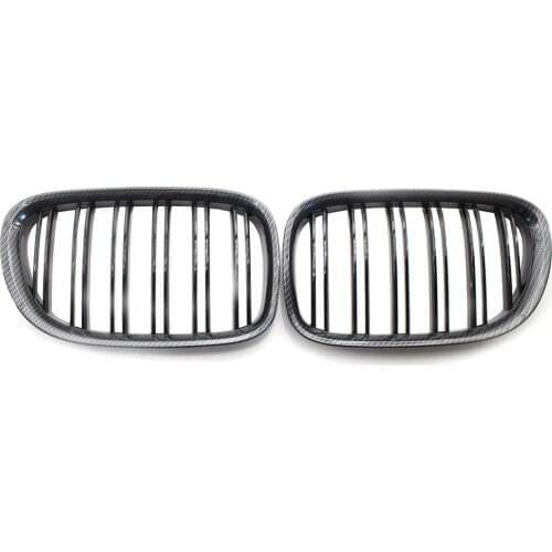 For BMW 7 Series F01 F02 730LI 740L 2009-2015 Dual Slat Grill Carbon Fiber Print Grille
