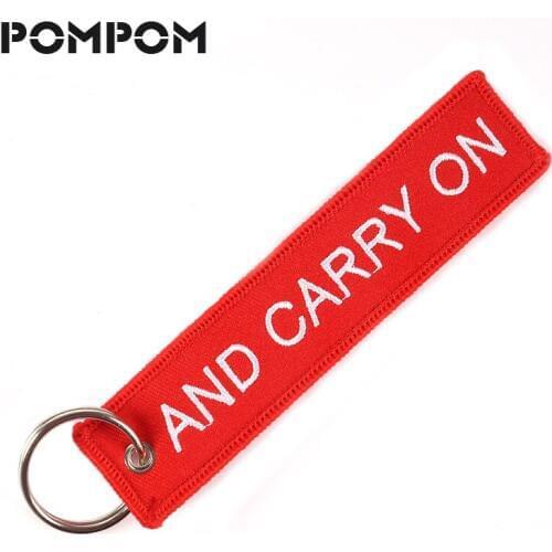KEEP CALM AND CARRY ON Key Chain OEM Keychain or Motorcycles and Cars Key Tag Cool Embroidery Key Fobs Fashion Bijoux Keychain