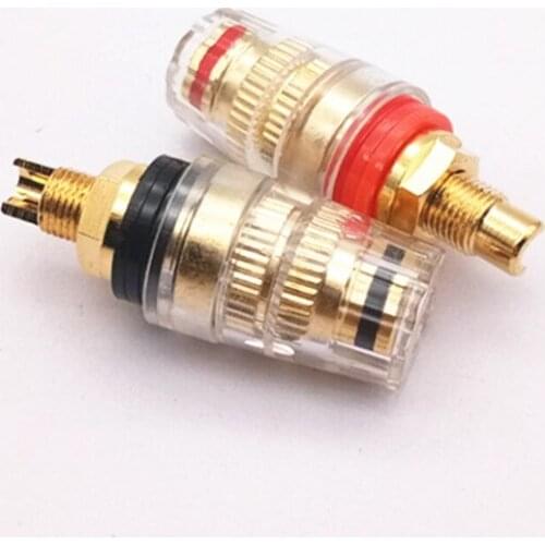 2pcs 45mm big size 4mm Banana Plug Copper Crystal Binding Post connector Thread Audio Speaker Amplifier Terminals Connector M8