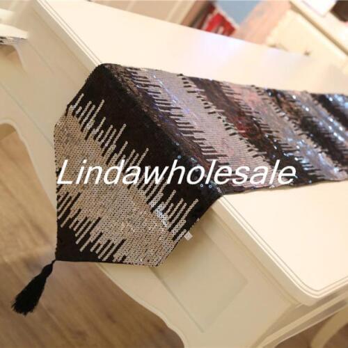 Black silver sequined table flag American coffee table cloth Nordic style TV cabinet decoration table runners modern