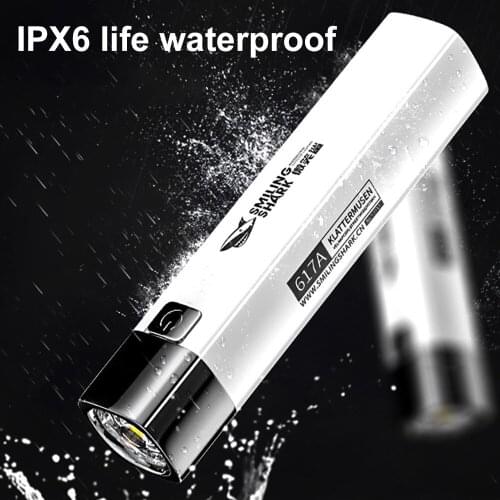 SMILING SHARK LED Flashlight USB Rechargable 3 Modes Waterproof Torch Portable Charge Pal Lamp for Home Camping