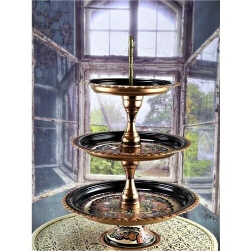 Turkish Ottoman Fruit Service Plate | 3 Tier Fruit Rack | 3 Tier Cake Plate |Pastry Service Plate | Copper Plate Ottoman Kitchen