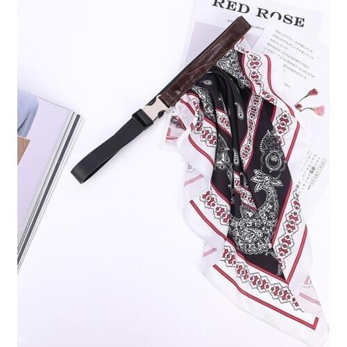 High End Temperament Contrast Silk Scarf Decoration Belt New Fashion Retro Print Women Belt QZ0258