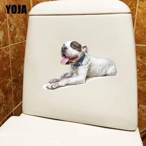 YOJA 25.7×16.9CM American Bull Terrier Personality WC Toilet Stickers Cartoon Home Wall Decoration T1-2907