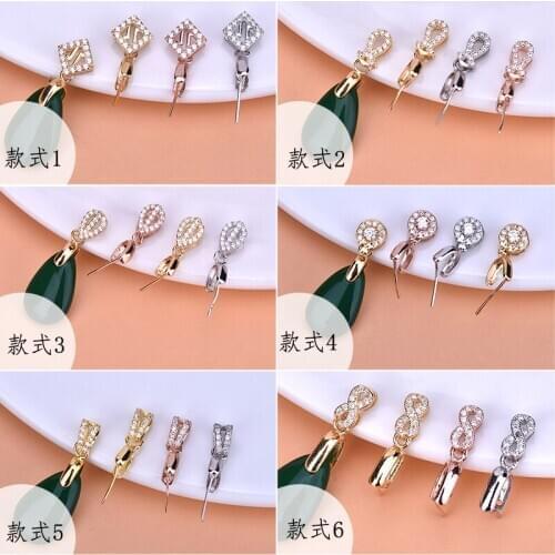 S925 sterling silver clip buckle multiple styles optional geometric pendant buckle jade crystal pin buckle jewelry diy accessori
