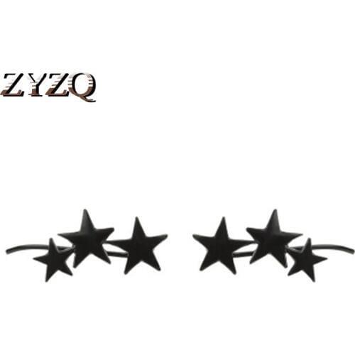 ZYZQ Romantic Trendy Star Shaped Ear Clip For Women Personality Black Color Silver Plated Jewelry Accessories Ear Clip Hot