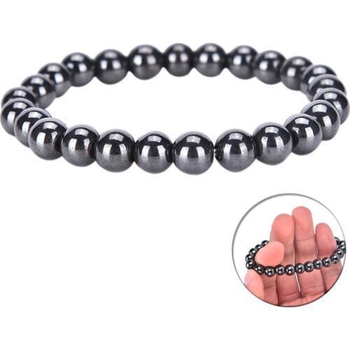 1Pc Weight Loss Round Black Stone Hot Unisex Magnetic Therapy Bracelet Health Care Luxury Slimming Product