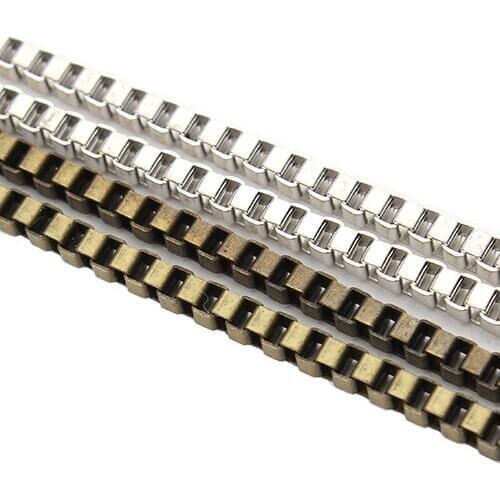 10 Meter/lot Antique Bronze Rhodium Color Wide 3.2/2.4mm Necklaces Bracelets Bulk Cahin DIY Jewelry Making Materials