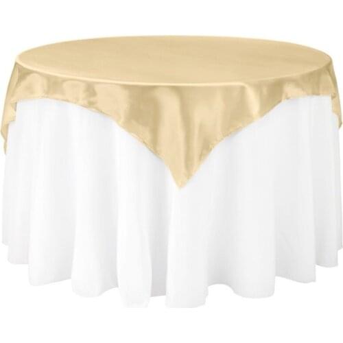 10Pcs 72"*72" Gold Square Table Overlay For Round Wedding/Party/Dinning Table Decoration Free Shipping