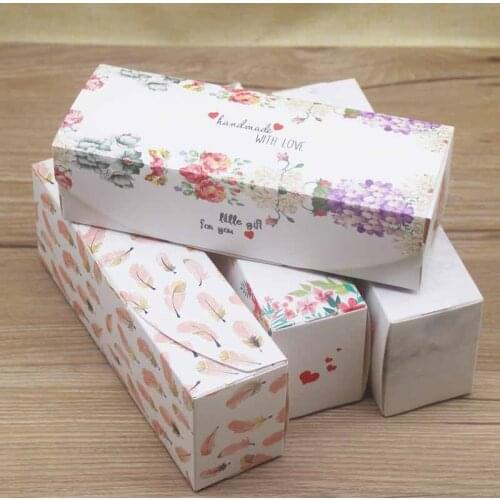 20/50 pcs Feather Gift Box Marbling Gift Box Nougat Cookie Boxes Candy Cake Baking Paper Carton Birthday Party Wedding Wrap