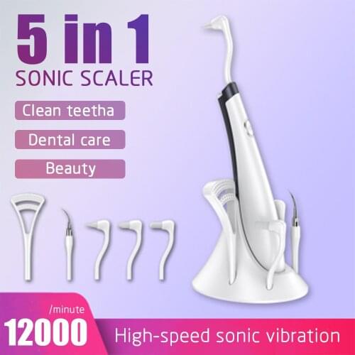 5 IN1 Dental Calculus Remover Electric Tartar Remover Tartar Whitening USB Rechargeable Tooth Cleaner Sonic Dental Scaler