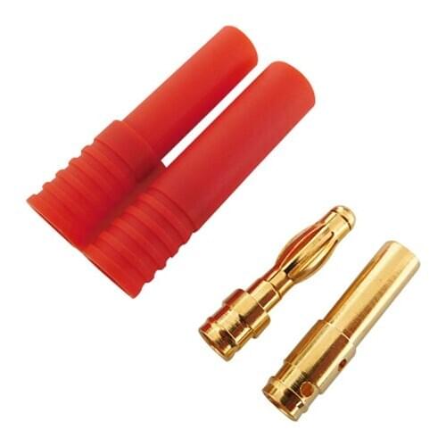 4mm HXT Banana Plugs with Red Housing for RC Connector Socket AM-1009C Gold Plated Banana Plug 5 Sets