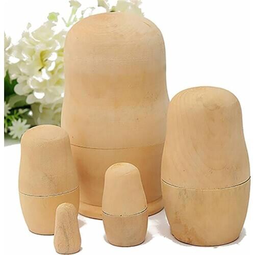 5Pcs Wooden Russian Matryoshka Dolls White Embryo DIY 5-layer Nesting Hand-painted Russian Doll Kids Ethnic Toys for children