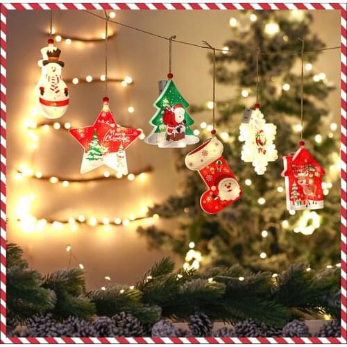6PCS Fairy Lights Christmas Tree Decorations Light Holiday Lighting Navidad LED Garland Battery New Year Decor LED String Lamp