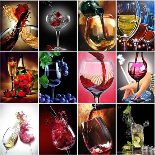 DIY 5D Diamond Painting Woman Red Wine Glass Diamond Embroidery Rhinestone Picture Full Round Mosaic Cross Stitch Home Decor