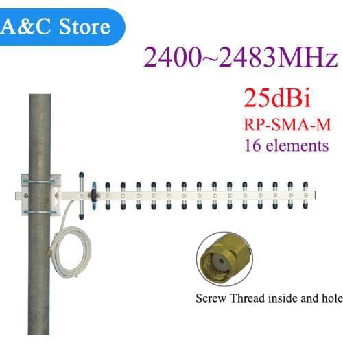 2.4GHz 25 dBi 16 elements Yagi Wireless WLAN WiFi Antenna RP-SMA-M connector For Modem PCI Card Router Factory outlet