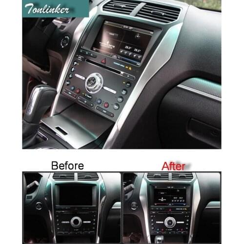Tonlinker Cover Case Stickers for FORD Explorer 2016-17 Car Styling 2 PCS stainless steel interior center console cover sticker