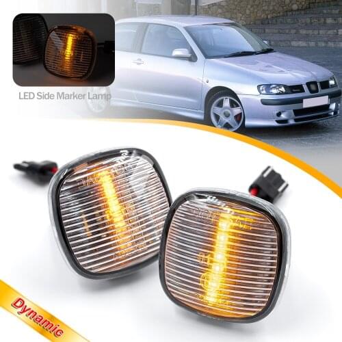 For SEAT Cordoba SEAT Ibiza II 2X LED Dynamic Amber Sequential Turn Signal Lights Side Marker Lamps Front Bumper 2000 2001 2002