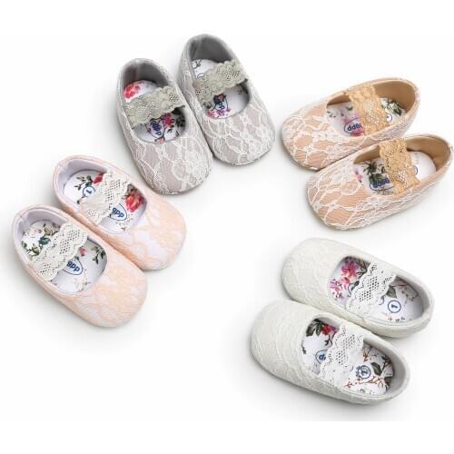 Baby First Walkers Clothing Baby Shoes Newborn Infant Pram Girls Princess Moccasins Lace Solid Soft Shoes