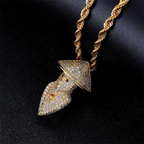 Hip Hop Mens Necklace Straw Hat Samurai Pendant Necklace With Chain Fashion Rapper Rock Jewelry