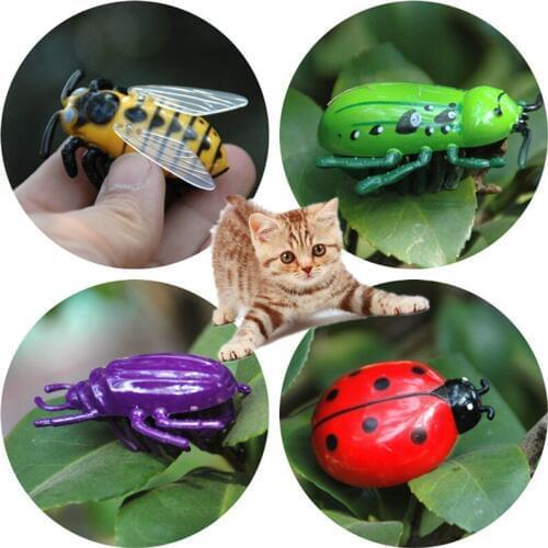 Simulation Electronic Walking Insect Pet Cat Dog Toy Interactive Cat Play Toy Cute Ladybird Beetle Style Toys For Cat Dog 5x4cm