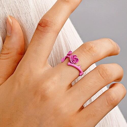 Creative Sweet Open Ring Simple Adjustable Thorn Rose Ring Exaggerated Hollow Couple Ring Gifts For Women Men Bague 2021New