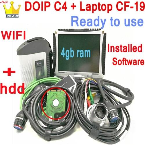 Best Quality MB Star C4 PLUS DOIP SD Connect Compact 4 MB C4 Wifi multiplexer with laptop CF-19 i5 for trucks car Diagnosis tool
