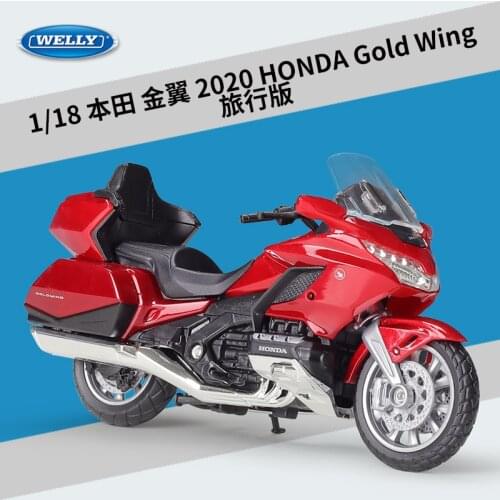 WELLY 1:18 2020 Honda Gold Wing Printing cast Motorcycle Model Toys Heavy Duty Travel Autocycle Collection Gifts Toys Vehicle