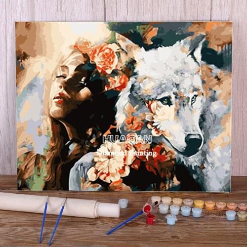 Beauty Wolf Animal Painting By Numbers Kit Oil Paints 50*70 Canvas Painting Wall Decoration For Kids Wall Handicraft