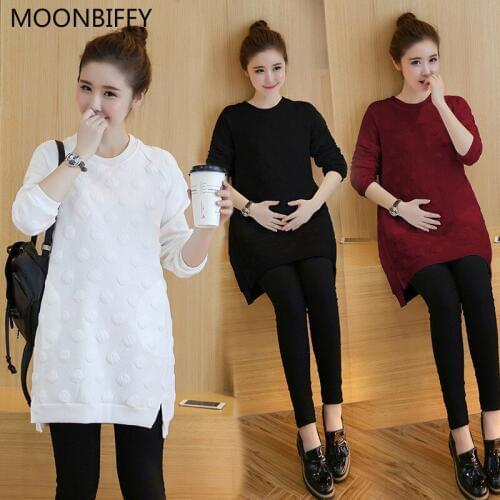 New Pregnant women wear two-piece autumn&winter long sleeved blouse bottom + trousers fashion wave point maternity clothing suit