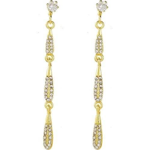 New Earrings Fashion Jewelry Simple Temperament Versatile Long Set Crystal Water Drop Earrings Wholesale Kolczyki Pendientes