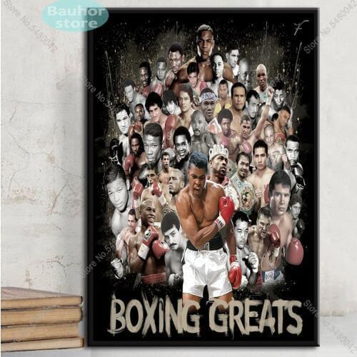 Great Boxing History Poster Champions Muhammad Ali Posters and Prints Canvas Painting Wall Art Picture for Living Room Home Deco